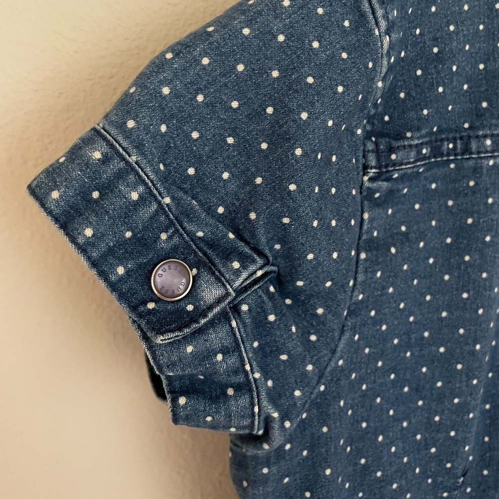 Kids Girls Guess Denim Dress, Cap Sleeve, Snap Up with Dots, Size 14 Jean Dress - Picture 8 of 12